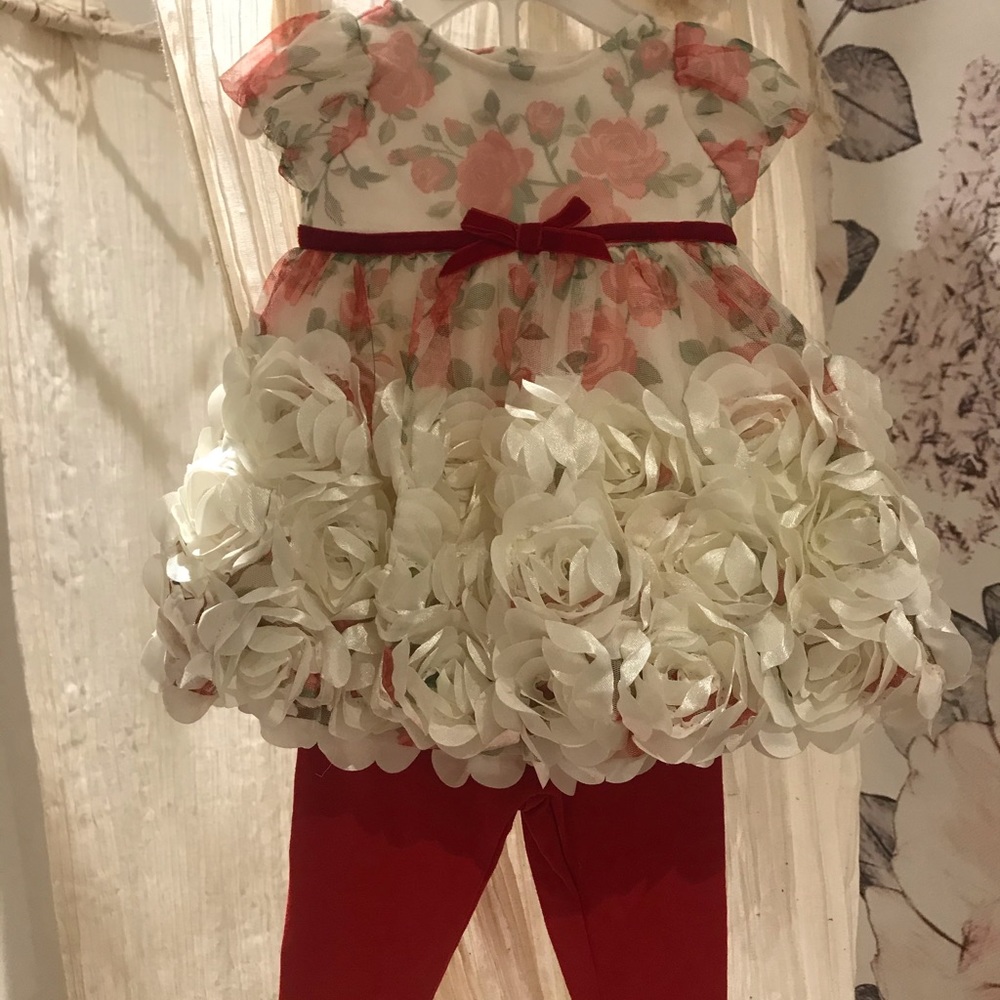 Red Rose Ruffle Dress